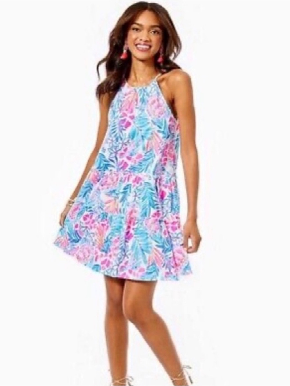 Lilly Pulitzer Evalyn Tiered Halter Swing Dress Size L